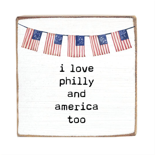 I Love America Too Personalized Block Sign banner