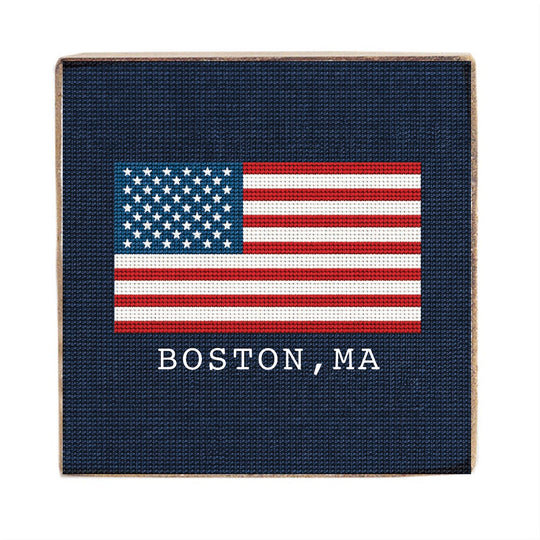 American Needlepoint Personalized Block Sign banner