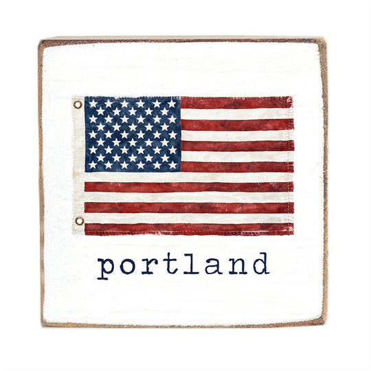 American Vintage Flag Personalized Block Sign banner