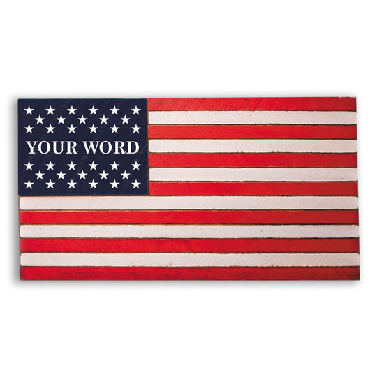 Classic Wooden Personalized American Flag banner