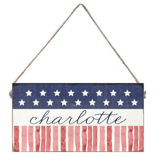 Star Spangled Personalized Twine Sign banner