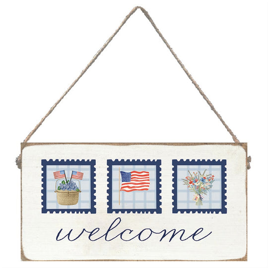 American Flag Stamp Twine Sign banner